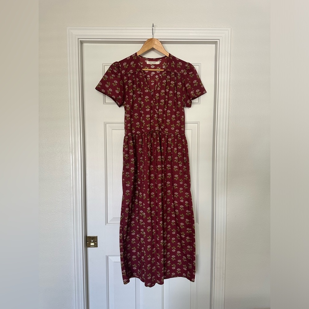 Christy Dawn Rust Floral Wrap Midi Dress - Picture 2 of 6
